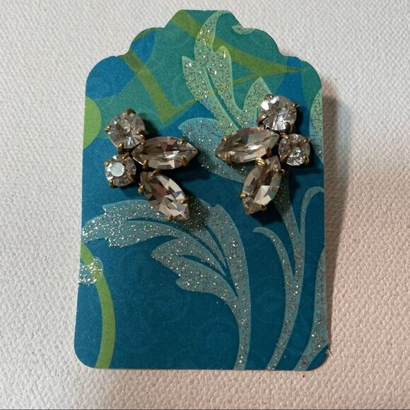Antique rhinestone cluster earrings - Picture 2 of 6